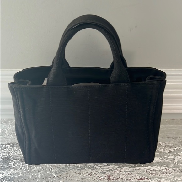 Prada Canapa Studded Black Denim Tote Bag - Picture 5 of 11